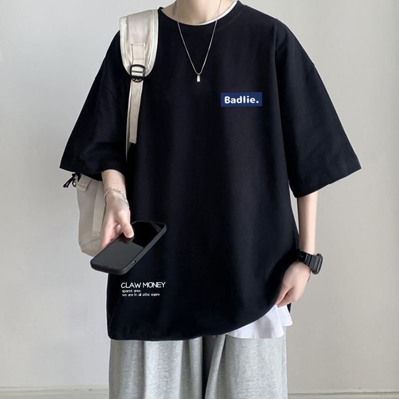Tシャツ メンズ 男性用 大きいサイズ 半袖 コットン トップス ルーズ カジュアルスタイル 普段使い プリント 春夏 ブラック ホワイト ピンク イエロー グレー レッド ブルー グリーン ベージュ パープル