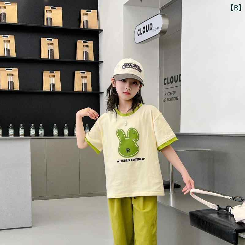 子供用セットアップ ガールズ カジュアル スポーツ 2点セット 夏 女の子 大女児 半袖 Tシャツ パンツ 120 130 140 150 160 170 180cm