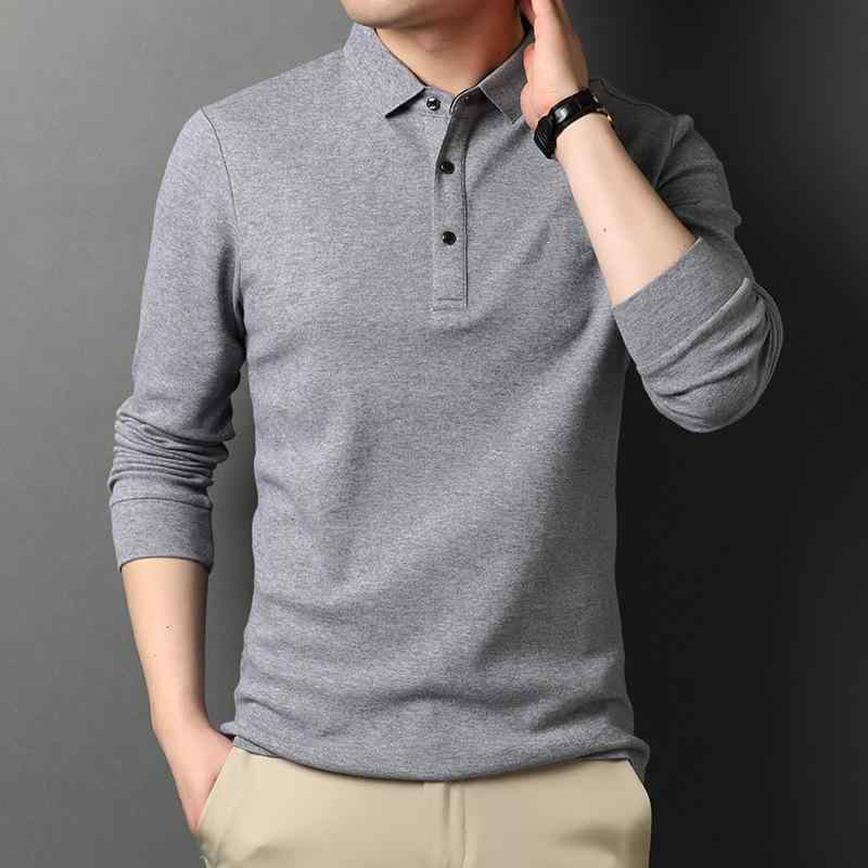 Tシャツ メンズ 男性用 トップス 長袖 襟付き 無地 春秋 薄手 ゆったり 普段使い リブ 裾 ポリエステル グレー ブラック レッド グリーン ブルー