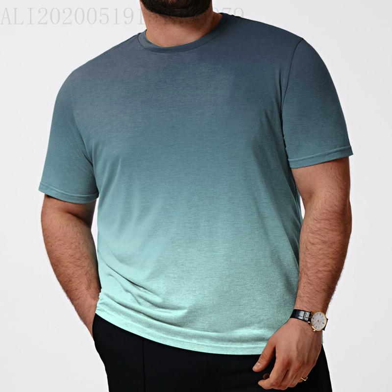 Rakuten - Tシャツ メンズ 男性用 半袖 ビッグシルエット ラウンドネック 3Dプリント グラデーション カジュアル 普段使い 部屋着 ポリエステル混紡 春夏