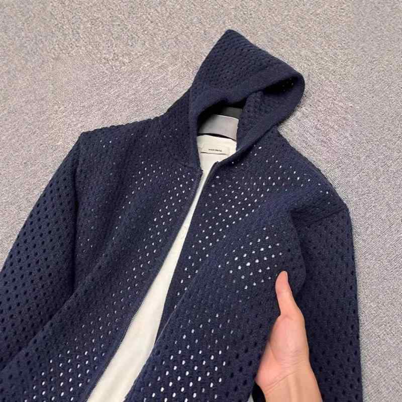Knit Sweater - カーディガン メンズ ニットカーディガン 春秋 ニットセーター 長袖 無地 ルーズ レトロ風 ポリエステル ブラック グレー ネイビー