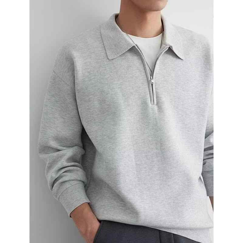 ニット メンズ ニットトップス 灰色 襟付き プルオーバー 秋冬 韓国風 ゆったり 長袖 カットソー