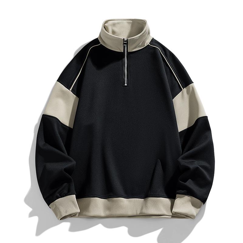 メンズ トレーナー 秋冬物 プルオーバー ゆったり 切り替え バイカラー カジュアル ニット 長袖 トップス 白 黒 ベージュ
