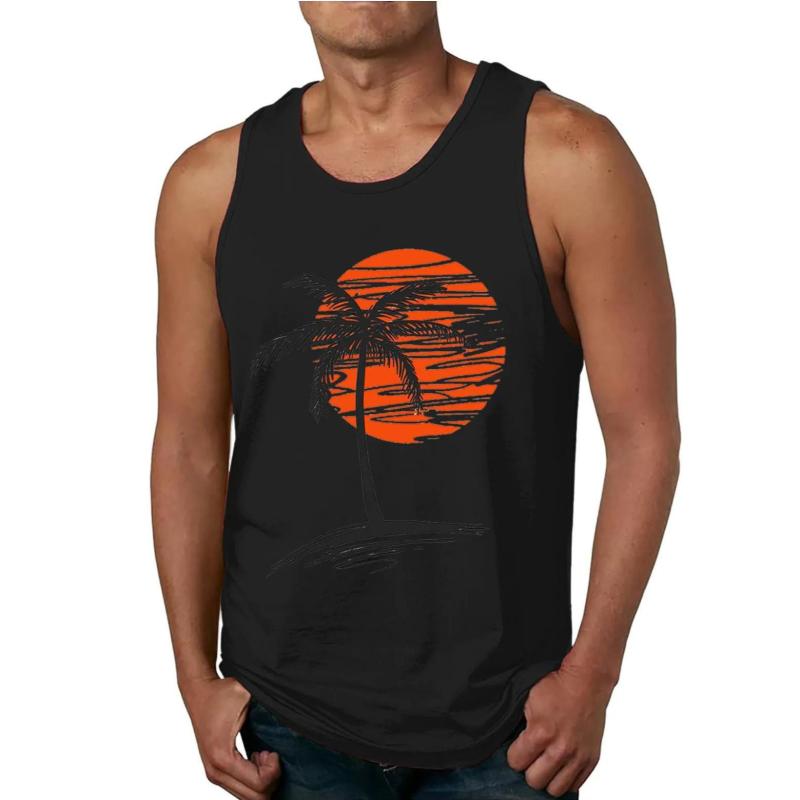 タンクトップ メンズ 男性用 夏用 アロハ ハワイアン リゾート 3Dプリント 涼しい 快適 普段使い スポーツ