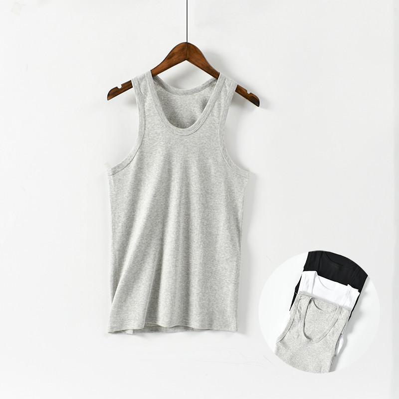 Vests - タンクトップ メンズ 男性用 春夏 薄手 コットン 綿100% ランニングシャツ ホームウェア 部屋着 大きいサイズ リブ編み インナー 白 黒 グレー