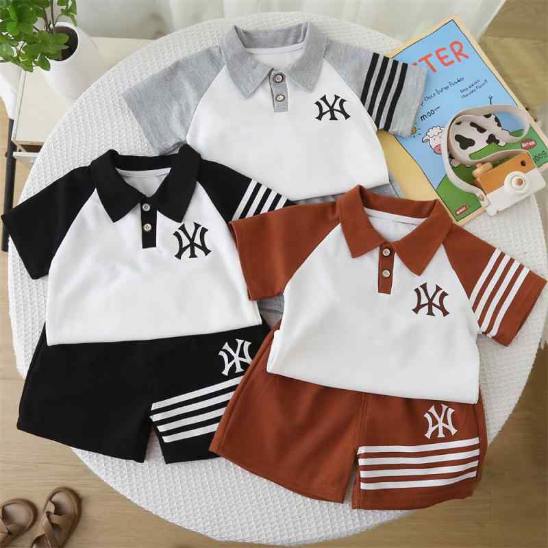 子供用セットアップ キッズ 男の子 半袖ポロシャツ ショートパンツ 上下2点セット 薄手 かわいい 夏服 ..