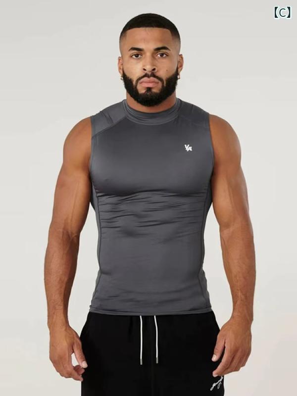 タンクトップ メンズ トレーニングウェア スポーツウェア 高弾性 ノースリーブ シャツ ポリエステル 筋トレ ランニング 運動着 夏 黒 白 グレー 紺