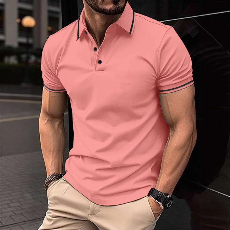 Tシャツ メンズ 男性用 ボタン 鹿の子 襟付き 半袖 ポロシャツ 接触冷感 吸湿速乾 無地 天藍色 ピンク系 ホワイト 西瓜 レッド ブラック 紺色 グレー 黄色