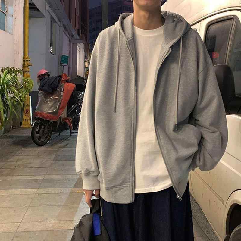 パーカー メンズ 春秋 無地 ジップアップ ライトアウター グレー 普段使い 長袖 ポリエステル 伸縮性 ..