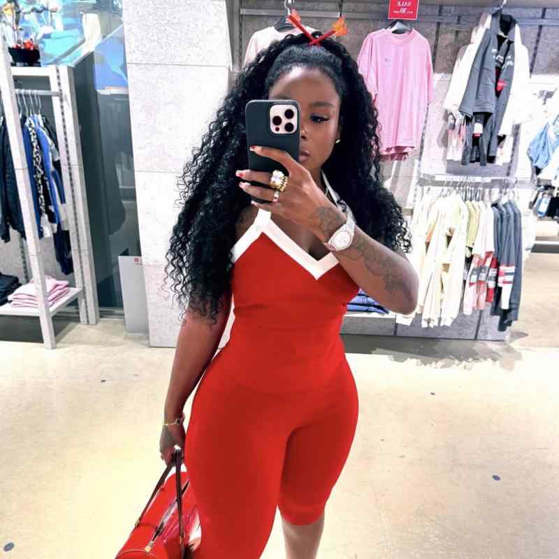 セットアップ レディース 春夏 伸縮性 配色 ホルターネック ノースリーブ トップス 7分丈 パンツ 3点セット ストリート カジュアル ブラック ブルー レッド