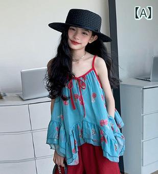 ・対象: 女の子・スタイル: 韓国風・セット内容: パンツ・セット点数: 2点・袖丈: ノースリーブ・パンツ丈: ロングパンツ・柄: 花柄・素材: 化学繊維混紡・主素材: ポリエステル88%・対象年齢: 8歳以上・カラー: 吊り上げトップス、レッドパンツ、セット・対応身長: 120cm、130cm、140cm、150cm、160cm、170cm・カテゴリ: 子供用セットアップ
