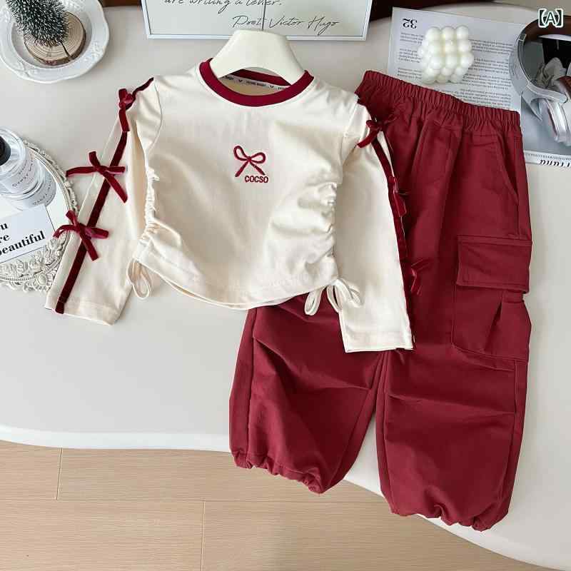 子供服 セットアップ 女の子 長袖トップス 長ズボン 2点セット 秋物 韓国風 子供用 普段着 90cm 100cm 110cm 120cm 130cm 140cm