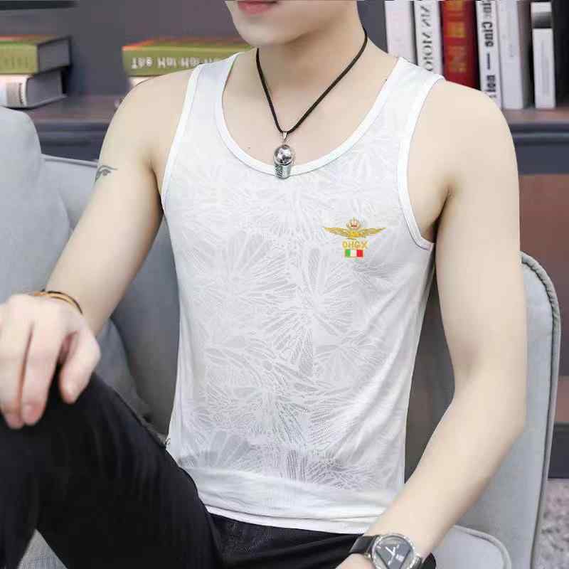 タンクトップ メンズ 男性用 薄手 スポーツ ジム 接触冷感 吸湿速乾 ノースリーブ シャツ ポリエステル..