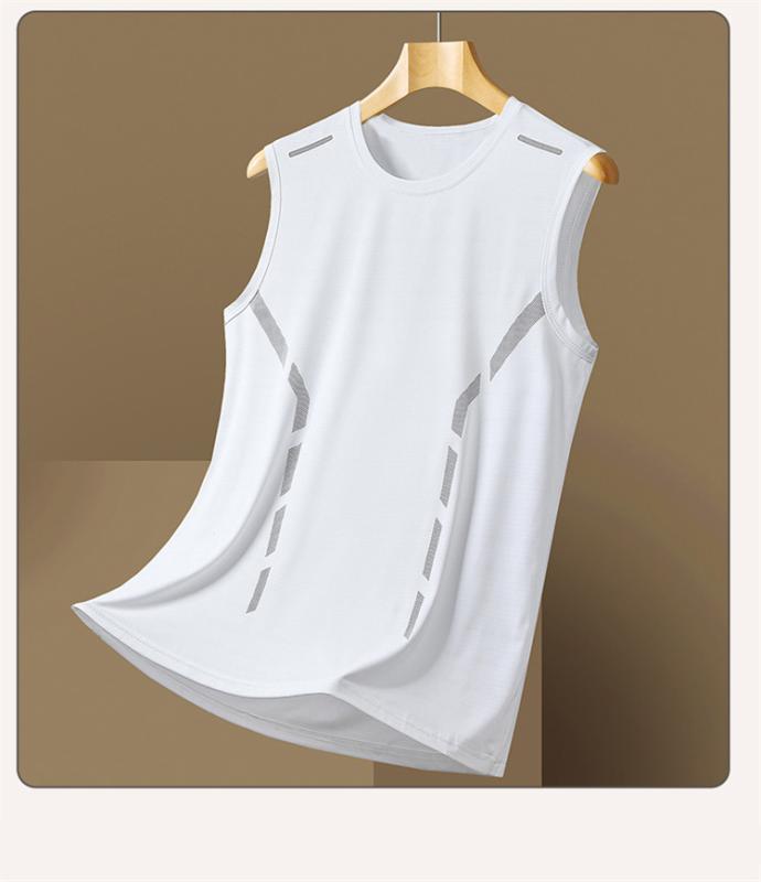 タンクトップ メンズ 男性用 ノースリーブ Tシャツ 接触冷感 ポリエステル 吸湿速乾 スポーツ トレーニ..