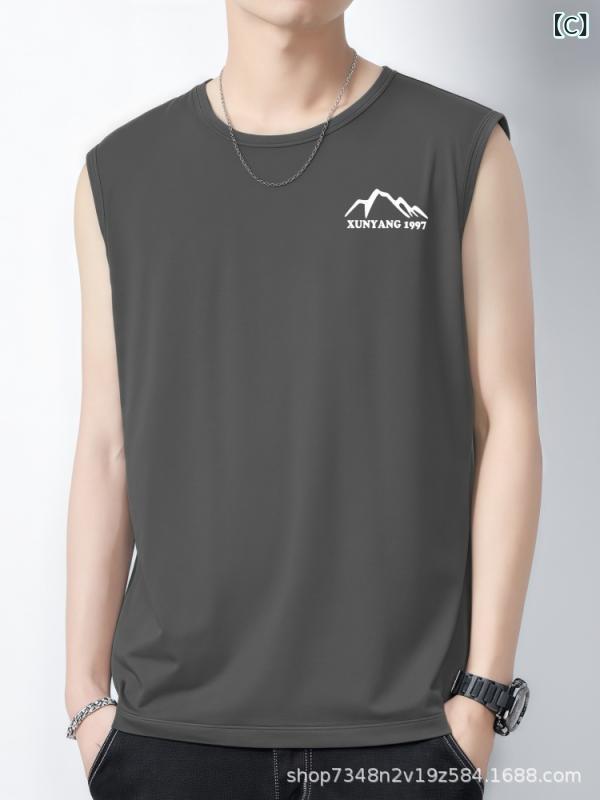 タンクトップ メンズ スポーツウェア 接触冷感 メッシュ ノースリーブ Tシャツ ポリエステル 吸湿速乾 トレーニング バスケットボール ランニング 普段使い 薄手 ブラック ホワイト グレー グリーン 春夏