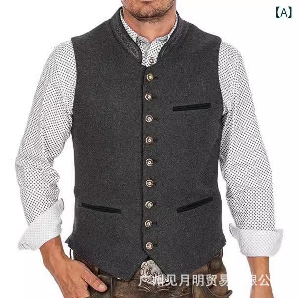 ベスト 男性用 Vネック フォーマル ウェディング ジレ 礼服 無地 ポリエステル グレー XS S M L XL XXL XXXL