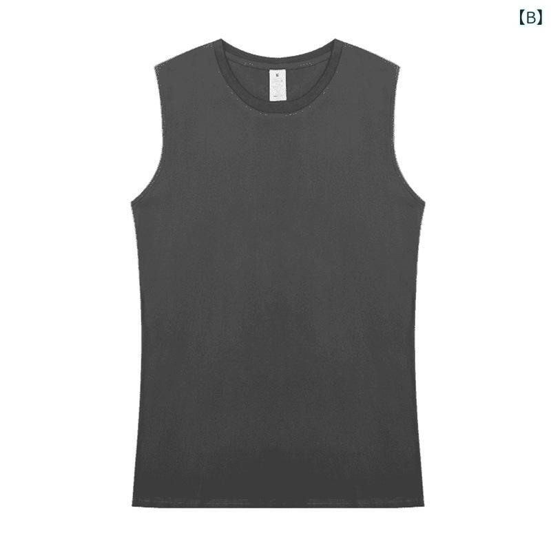 タンクトップ メンズ 男性用 スポーツ 無袖 コットン 100% ゆったり 運動着 トレーニング ウェア 白 黒 グレー