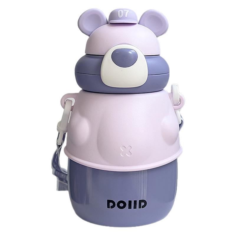 水筒 キッズ 子供用 ステンレスボトル ストロー付き 500ml 保温 保冷 携帯用 真空断熱 316ステンレス鋼..