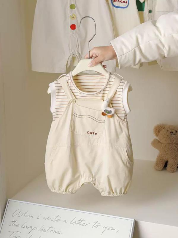 ベビー服 上下セット ストライプ ノースリーブ ショートパンツ 薄手 綿 2点セット 赤ちゃん 乳幼児 男の子 女の子 ミルクホワイト 春夏