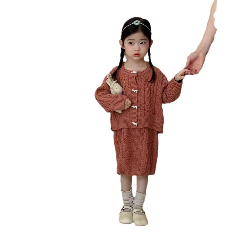 子供服 ニット セットアップ 秋冬 女の子 ケーブルニット セーター スカート 2点セット 韓国風 ミドル..