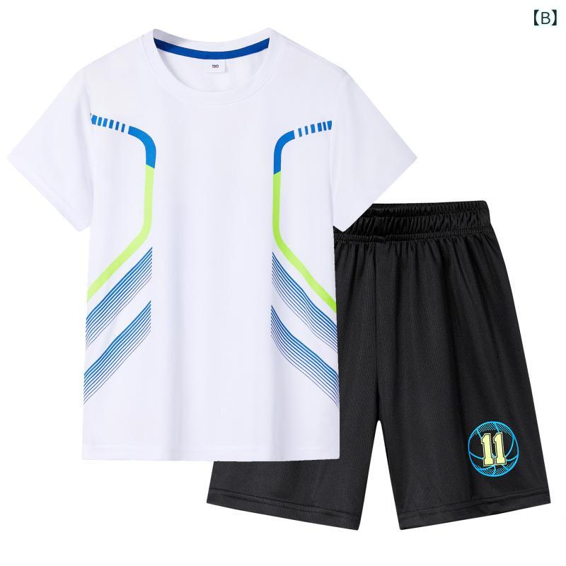 子供用スポーツウェア 上下セット 男の子 半袖Tシャツ ハーフパンツ 伸縮性 吸湿速...