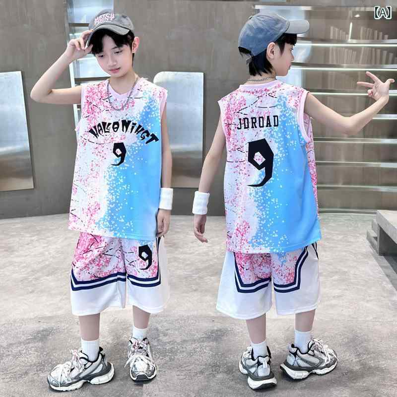 子供服 セットアップ 男の子 夏用 バスケットボールウェア タンクトップ ショート...