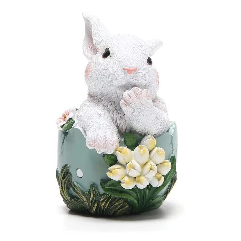 置物 樹脂工芸品 イースター バニー 卵 ラビット 卓上 デコレーション 飾り かわいい 樹脂製 ブルー イエロー 花束