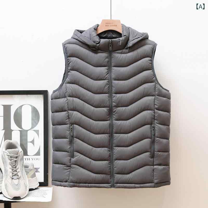 ベスト 男性用 防寒着 中綿入り 大きいサイズ ビジネス シニア 立ち襟 ポリエステル 直裾 灰色 黒 紺色 shadowtail-10580696 シャドーテール サンプル画像3