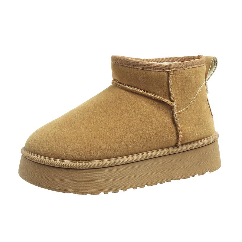 靴 レディース スノーブーツ 裏起毛 厚底 防寒 保温 秋冬 カジュアル ショートブーツ 婦人靴 普段使い 栗色 ブラック グレー