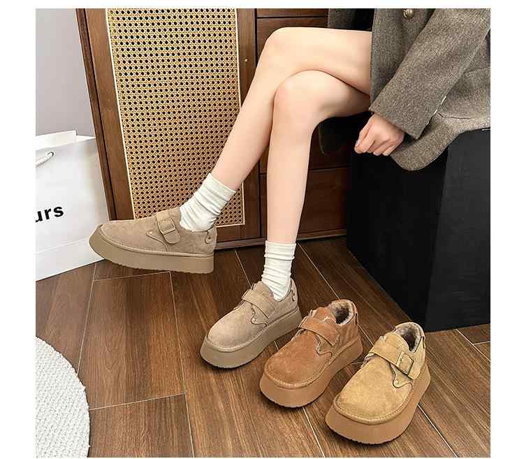 靴 レディース 厚底 スノーブーツ 秋冬 ショートブーツ 防寒 暖かい 裏起毛 ブーティ スリッポン ラウ..