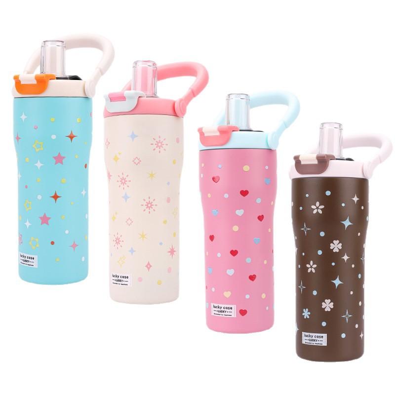 水筒 ステンレス レディース メンズ 大容量 ストロー付き 保温 保冷 ピンク系 ブルー 米白