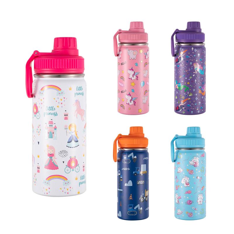 水筒 キッズ 子供用 304ステンレス鋼 保温 保冷 直飲み コップ付き 540ml かわいい キャラクター柄 スポーツ アウトドア 運動会 通学 遠足
