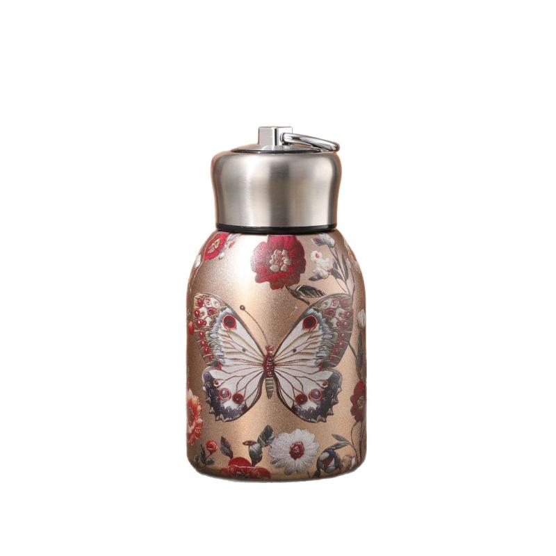 水筒 レディース メンズ 316ステンレス鋼 ミニ保温ボトル 提げ手付き 携帯用 真空断熱 二重構造 300ml ..