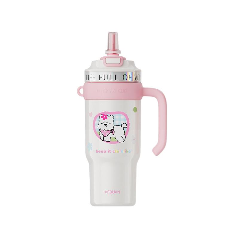 水筒 レディース メンズ キッズ ストロー付き 316ステンレス 大容量 1L 保温 保冷 マグボトル ピンク系..