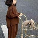 キッズ ニット セットアップ パンツスーツ 2点セット 女の子 子供服 長袖 長ズボン 無地 秋冬 かわいい おしゃれ 普段着