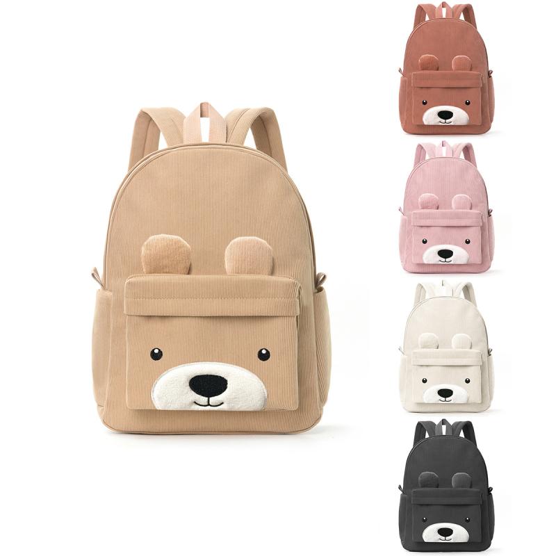 リュックサック キッズ 子供用 コーデュロイ 幼稚園 小学生 かわいい クマ ベア 大...