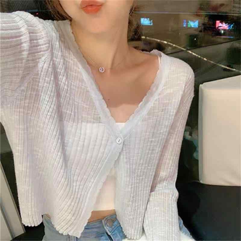 カーディガン レディース 薄手 ニット サマーニット 長袖 ショート丈 ポリエステル 竹節綿麻 羽織り トップス 接触冷感 紫外線対策 冷房対策 オフィス カジュアル かわいい 白 ピンク 黄色 紫 緑 黒 青