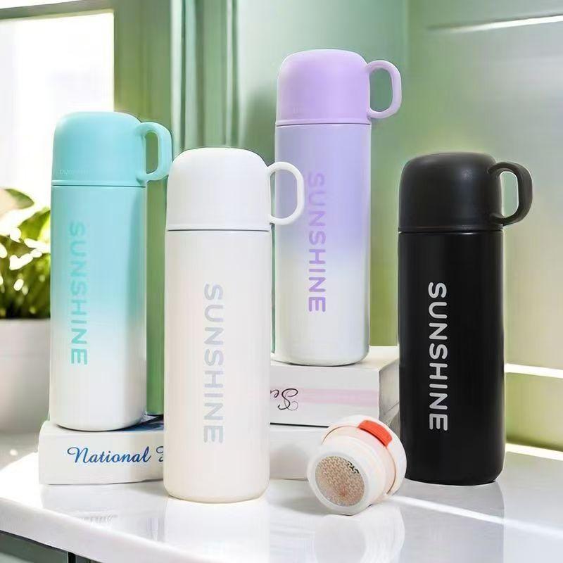 水筒 レディース メンズ 直飲み ステンレス 食品級 携帯用 かわいい 500ml 魔法瓶 保温 保冷 アウトドア 白色 黒色