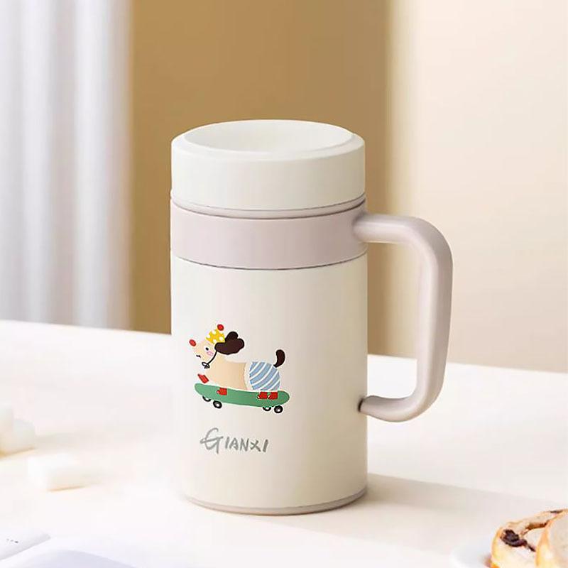 水筒 レディース メンズ 子供 316ステンレス鋼 茶こし付き 500ml かわいい 犬 小熊 保温 保冷 オフィス アウトドア 旅行 白色 黒色