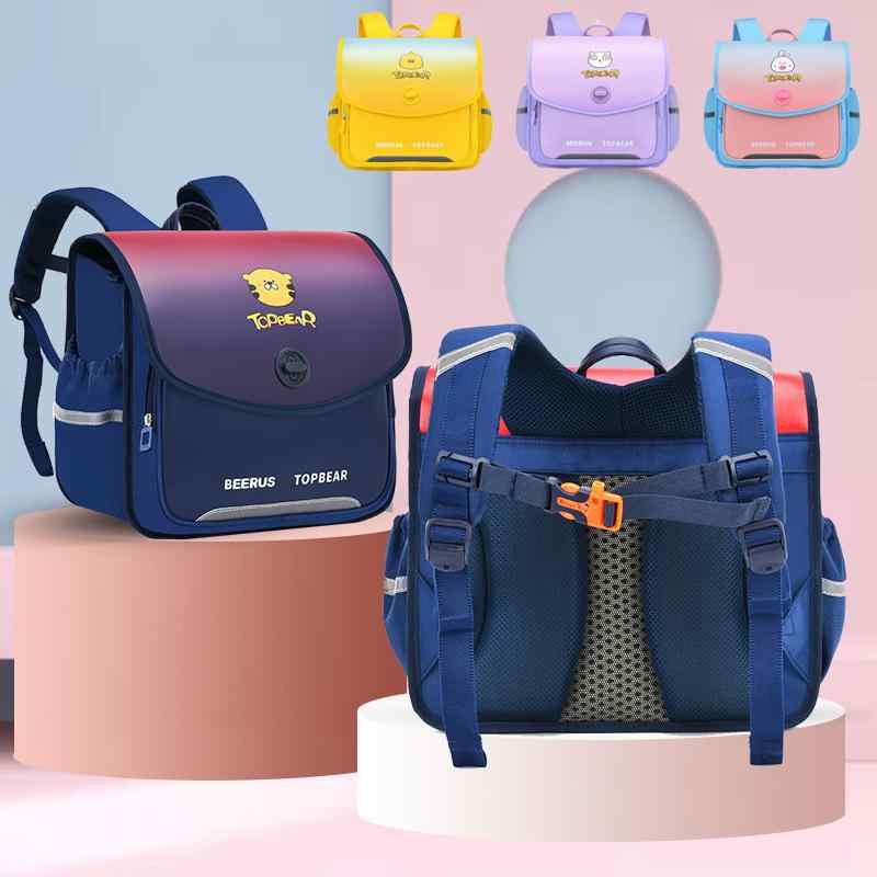 リュックサック キッズ 子供 3-4年生 男女兼用 撥水 ナイロン 超軽量 通気性 耐摩耗 減圧 アニメ 漫画 プリント かわいい ネイビー イエロー スカイブルー パープル