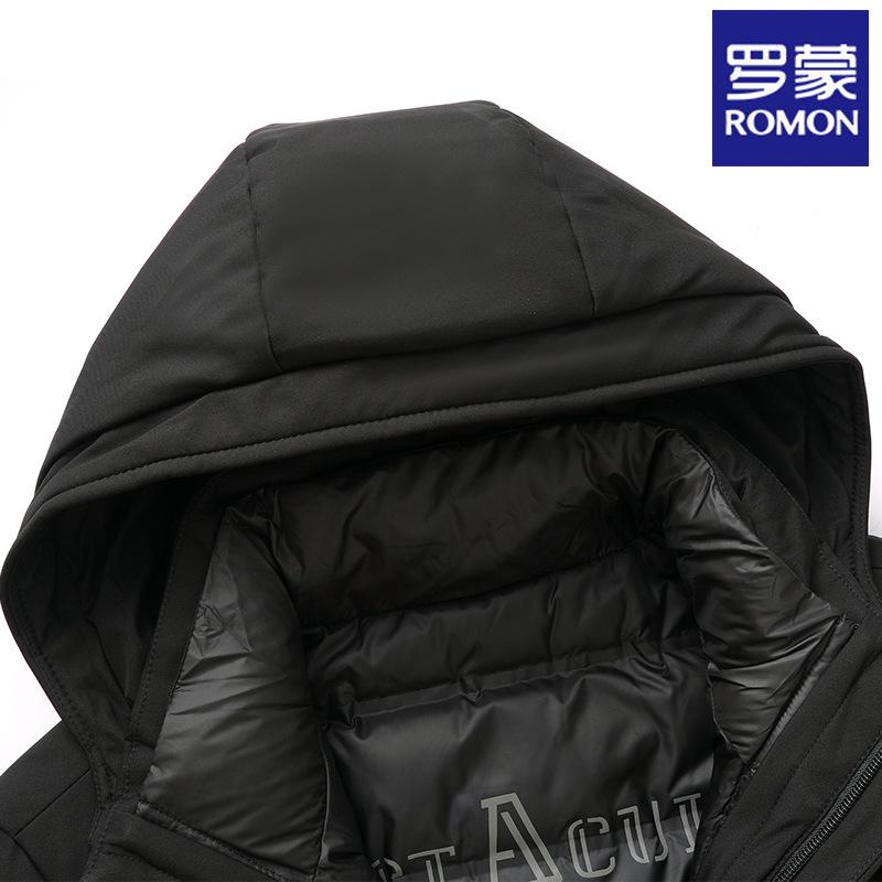 Jumper, Blouson - 羽绒服 メンズ 男性用 アウター 冬 中綿入り 取り外し可能 フード付き 防寒 防水 防風 撥水 軽量 あったか 暖かい ビジネス カジュアル 普段使い ポリエステル 黒 ブラック 紺 ネイビー