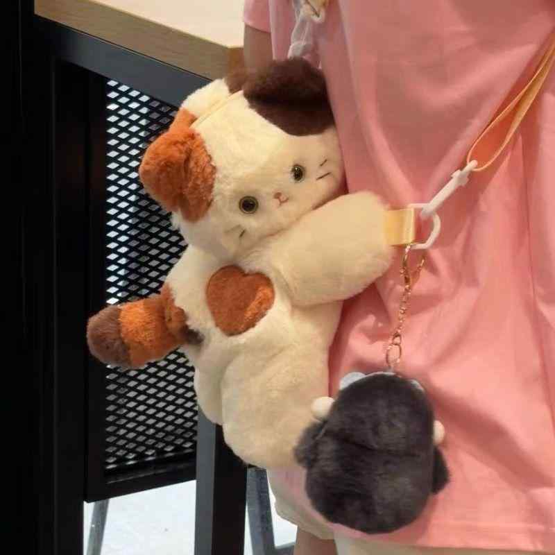 ショルダーバッグ レディース かわいい 猫モチーフ 斜めがけ 肩掛け バック ins風 日系 ぬいぐるみ カ..