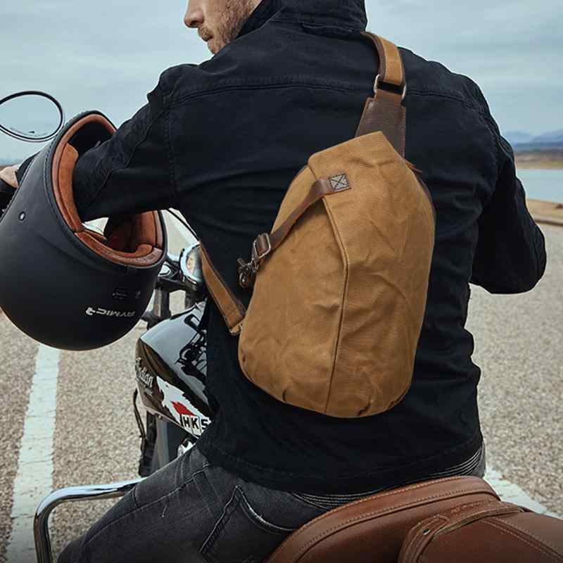メンズ ボディバッグ 男性用 オイルワックス帆布 牛革製 撥水 斜めがけ ワンショルダーバッグ カーキ ..