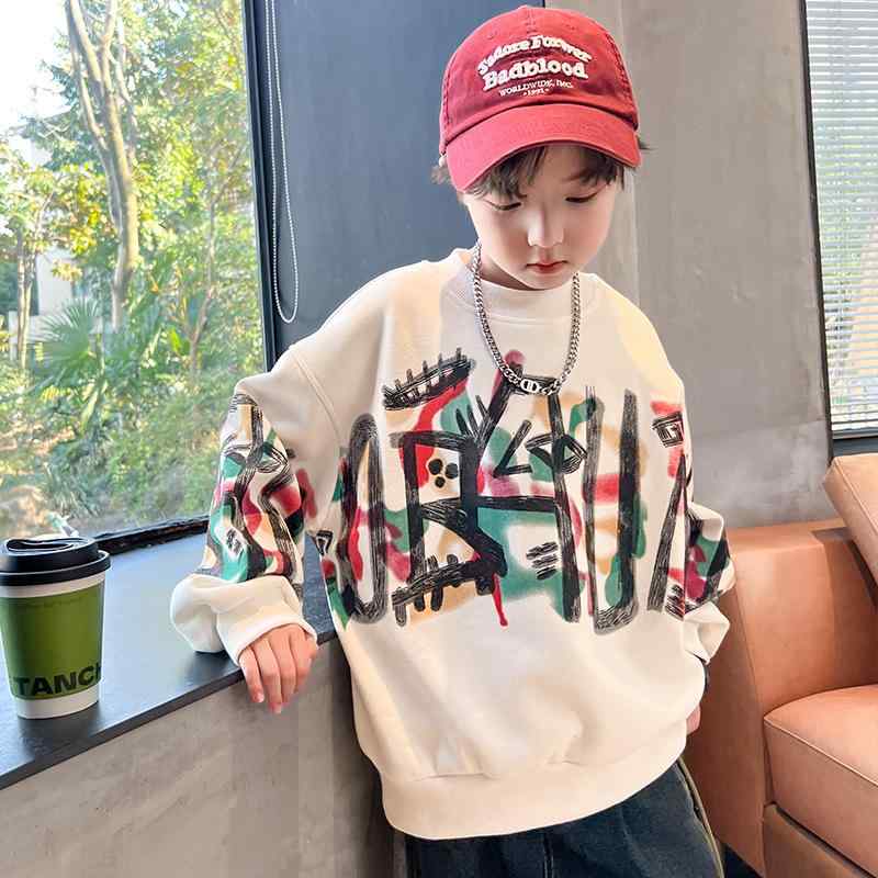 Other - キッズ トレーナー 男の子 春秋 トップス 子供服 ボーイズ 長袖 プルオーバー カットソー スポーティー カジュアル ブラック ホワイト