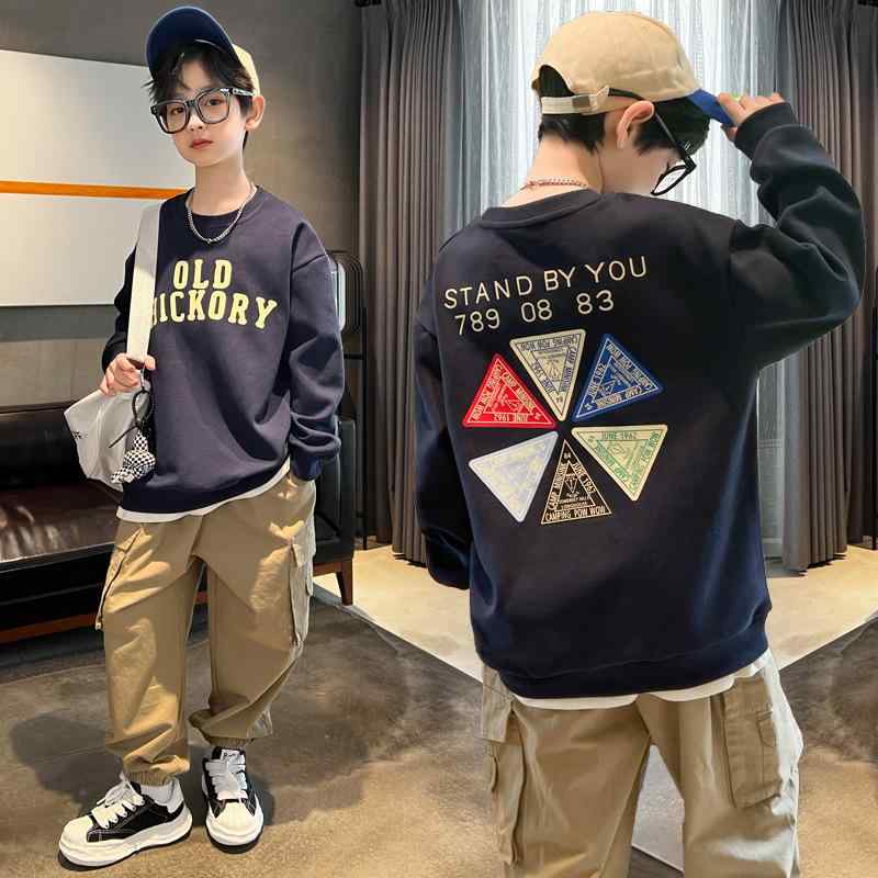 ・対象: ボーイズ・スタイル: スポーツ・生地: ソフト加工・柄: アルファベット・厚さ: 普通・袖丈: 長袖・種類: プルオーバー・フード: なし・素材: 綿・主な素材: 綿50%・安全レベル: B・インナー: 綿・色: ダークブルー・適合身長: 120cm, 130cm, 140cm, 150cm, 160cm, 170cm・カテゴリ: トレーナー