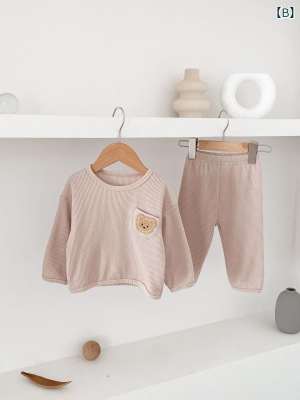 ・カテゴリ: 子供用セットアップ・スタイル: 韓国風・対象: 男女兼用・セット内容: トップス、ボトムス (2点セット)・袖丈: 長袖・パンツ丈: 長ズボン・厚さ: 普通・柄: 動物、カートゥーン・素材: 綿・主な素材構成: 綿95%・対象年齢: 1～3歳 (80～100cm)・季節: 春、秋・色: ライトベージュ、カーキ、ブラウン・サイズ: 73cm、80cm、90cm、100cm、110cm・要素: スポーツ、セットアップ、格子柄、ボヘミアン、田園、カートゥーン、可愛い、ブリティッシュ、ストリート、キャンディ、ヨーロピアン・アメリカン・開閉タイプ: プルオーバー