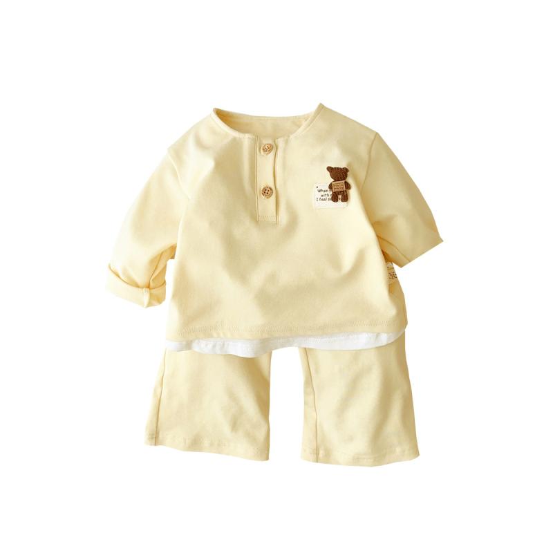 Other - 子供用セットアップ 春秋 ベビー服 上下セット トレーナー パンツ 2点セット かわいい クマ柄 長袖 綿混紡 イエロー 70 80 90 100cm