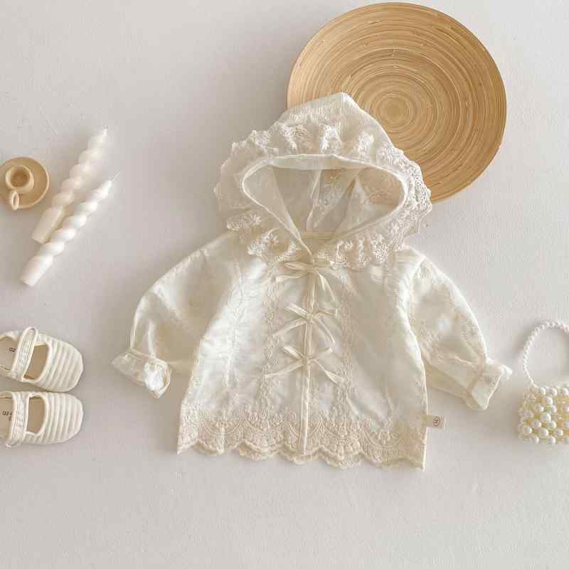 Other - キッズ カーディガン 女の子 薄手 長袖 綿100% レース 刺繍 フード付き 紫外線対策 接触冷感 冷房対策 73 80 90 100 110 120 130