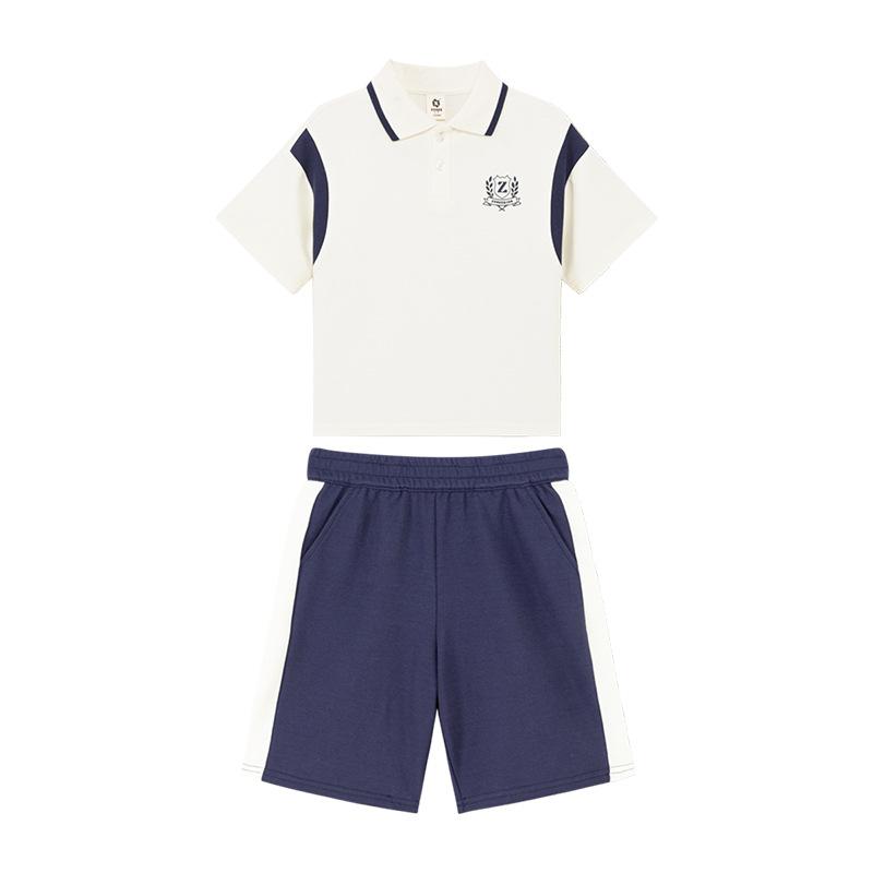 ・対象: 男の子・スタイル: スクール・セット内容: パンツセット（2点）・対象年齢: 8歳以上・袖丈: 半袖・パンツ丈: 短パン・生地加工: 柔らかい・厚さ: 薄手・柄: その他・実物写真: モデルあり・素材: 綿、兔毛51-70%・安全等級: B・閉鎖方式: プルオーバー・カラー: 米白・対応身長: 110, 120, 130, 140, 150, 160, 170・商品カテゴリ: 子供用セットアップ・要素: 運動、セットアップ