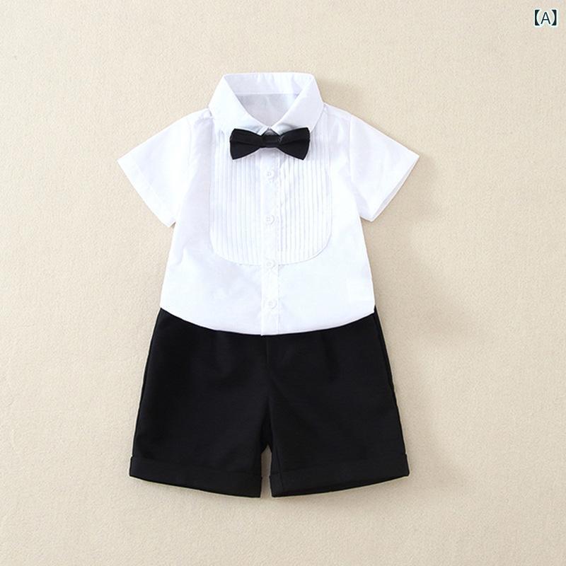 子供用フォーマルスーツ 男の子用 半袖シャツ ショートパンツ ジャケット 3点セッ...